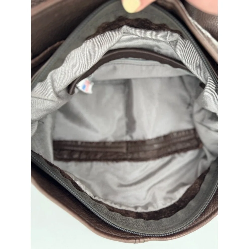 SAS Brown Leather Shoulder Bag Made In USA Soft Pebbled Leather Handbag - Picture 13 of 13